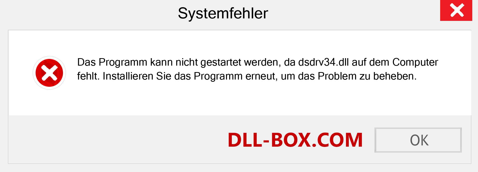 dsdrv34.dll-Datei fehlt?. Download für Windows 7, 8, 10 - Fix dsdrv34 dll Missing Error unter Windows, Fotos, Bildern